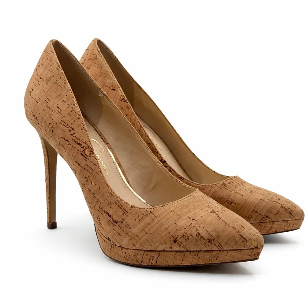 Jessica Simpson Analista Natural Cork Platform Heels Sophisticated Classic Pumps - Picture 2 of 16